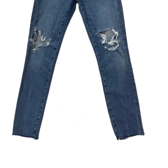 AGOLDE Sophie Medium Wash High Rise Distressed Skinny Crop Denim Jeans Size 25 - Picture 5 of 9
